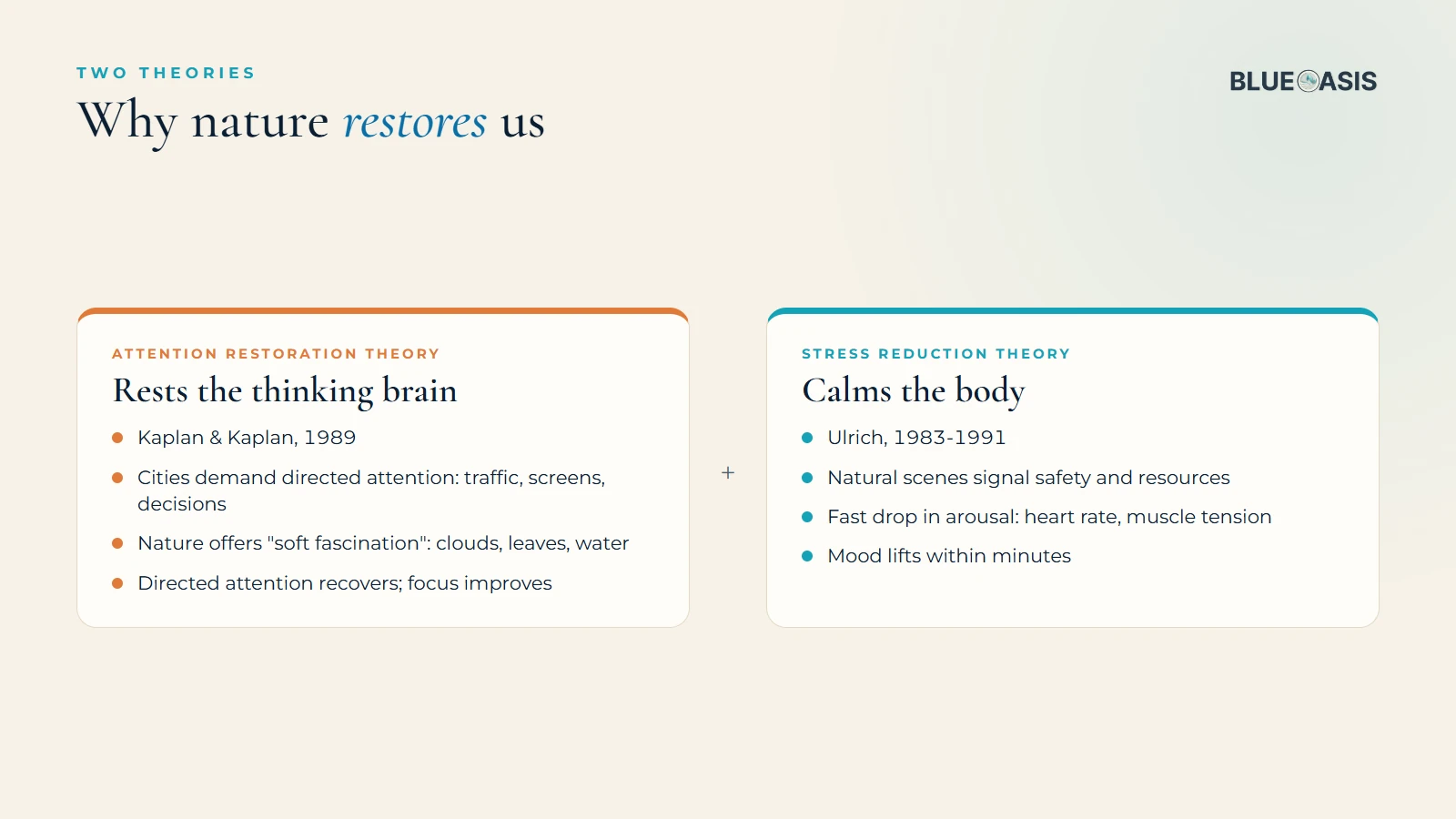 Two theories of why nature restores us